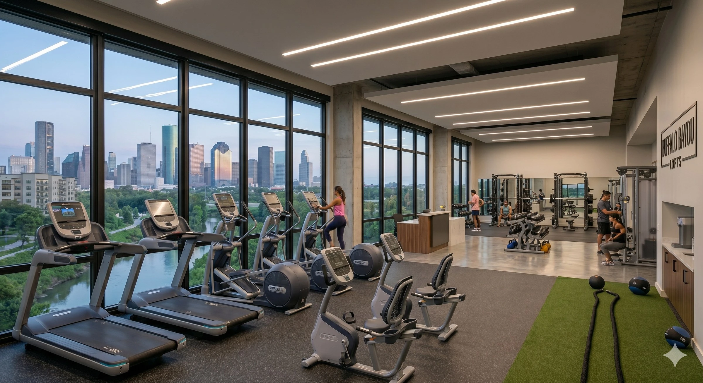 The fitness floor in the morning